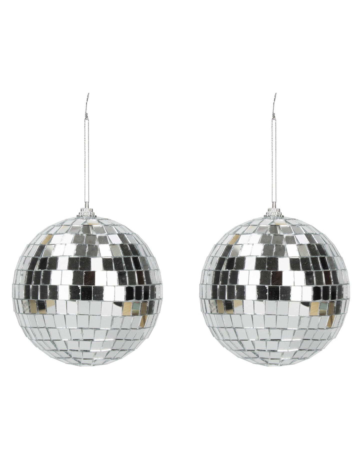 2 srebrni disko krogli 10 cm