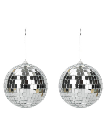 2 srebrni disko krogli 10 cm