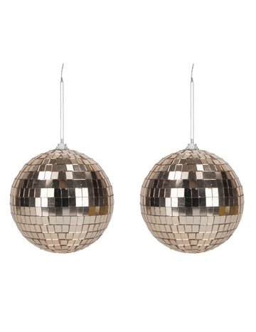 2 rožnato zlati disko krogli 10 cm