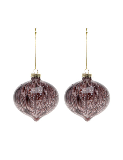 Boules en verre losange marbrées marron effet écorce