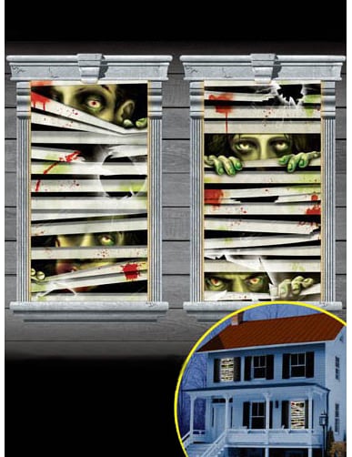 2 zaklenjena okenska okraska zombijev