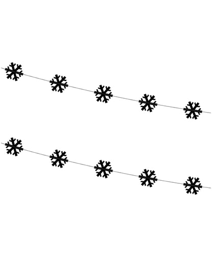 2 črni girlandi snežink 180 cm Božič