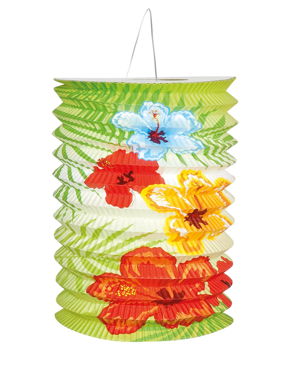 Détail du motif à fleurs d'hibiscus et feuilles exotiques des Lanternes Hawaï