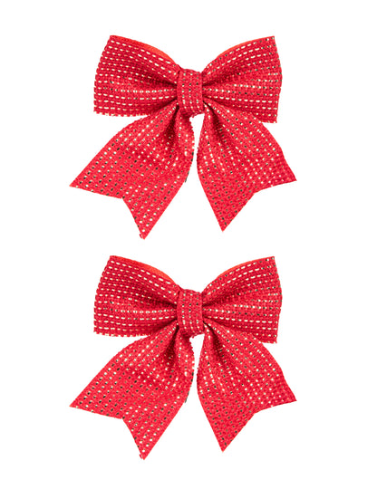 2 rdeče-zlati jutasti pentlji 12 x 13 cm Božična dekoracija