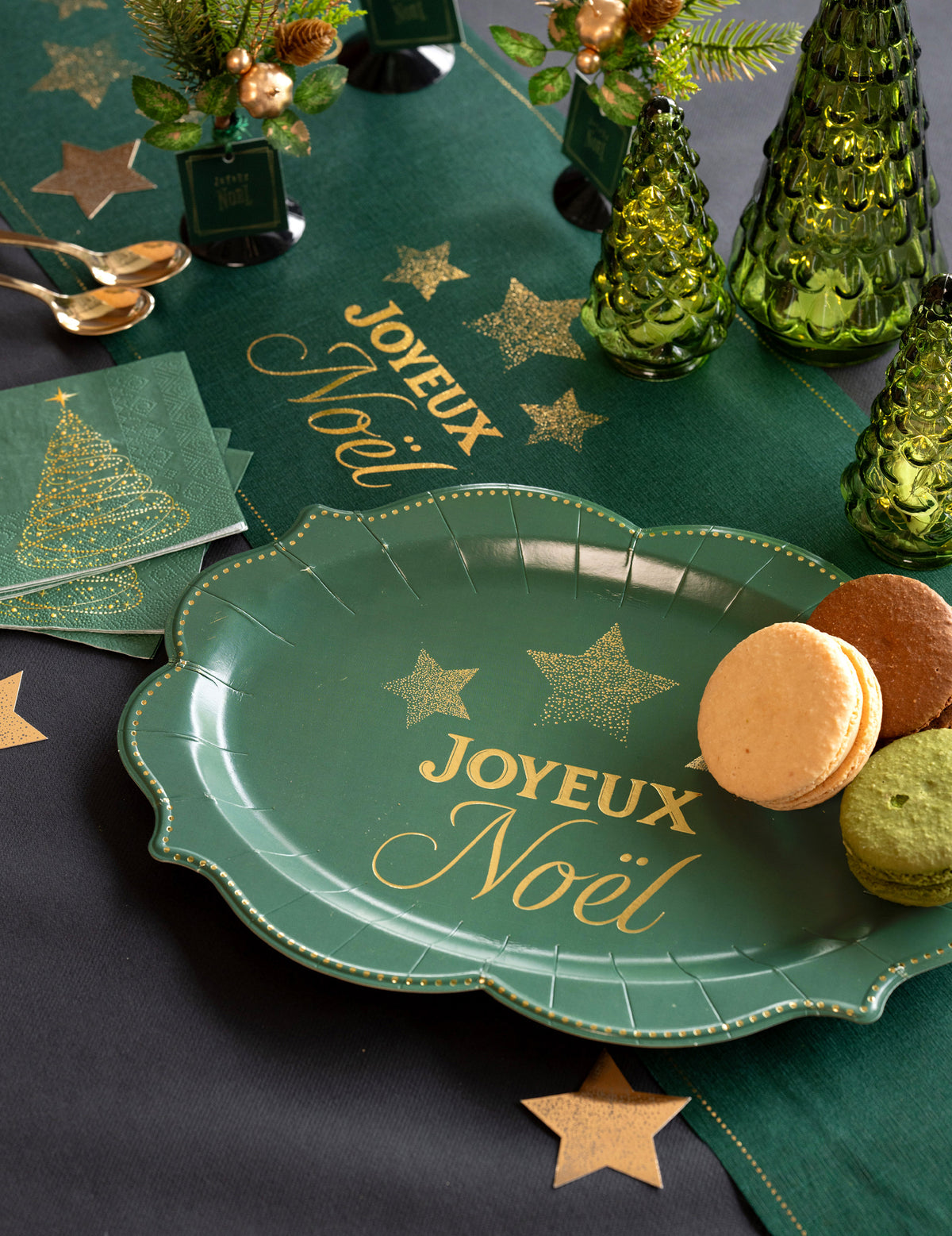 2 plateaux Noël Étincelant vert sapin 36 x 26 cm