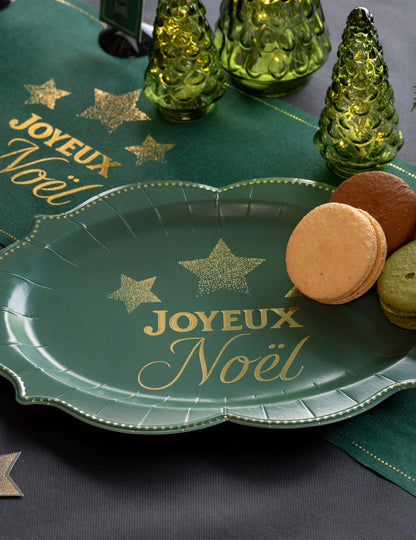 2 plateaux Noël Étincelant vert sapin 36 x 26 cm