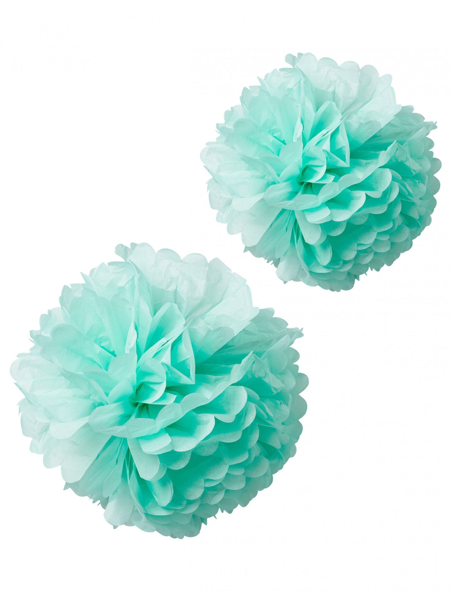 2 pompoms Silk Papier Mint 40 in 50 cm