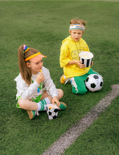 2 črno-beli črtasti kartonski posodici za prigrizke 14 cm