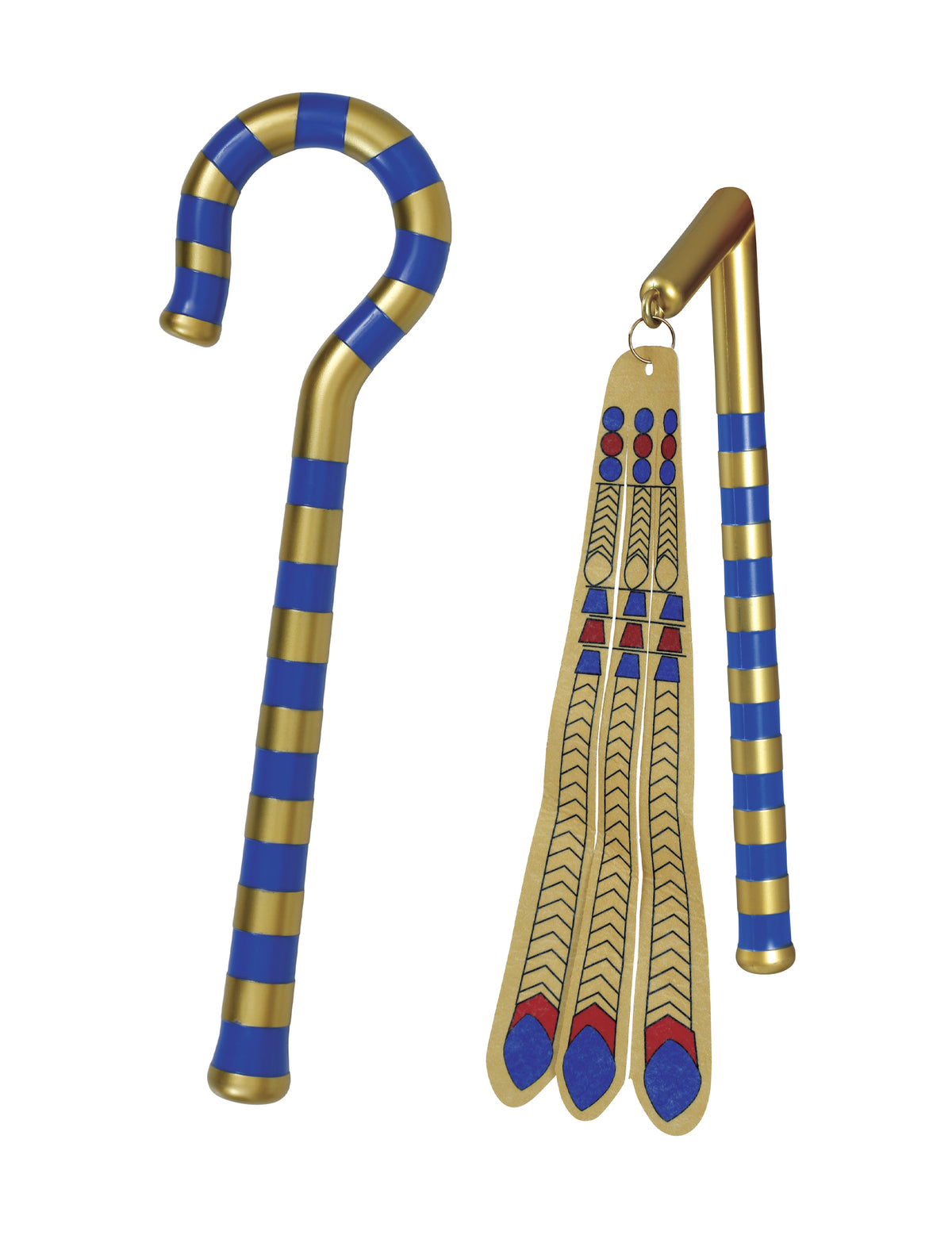Sceptres de pharaon égyptien pour adulte or et bleu à rayures