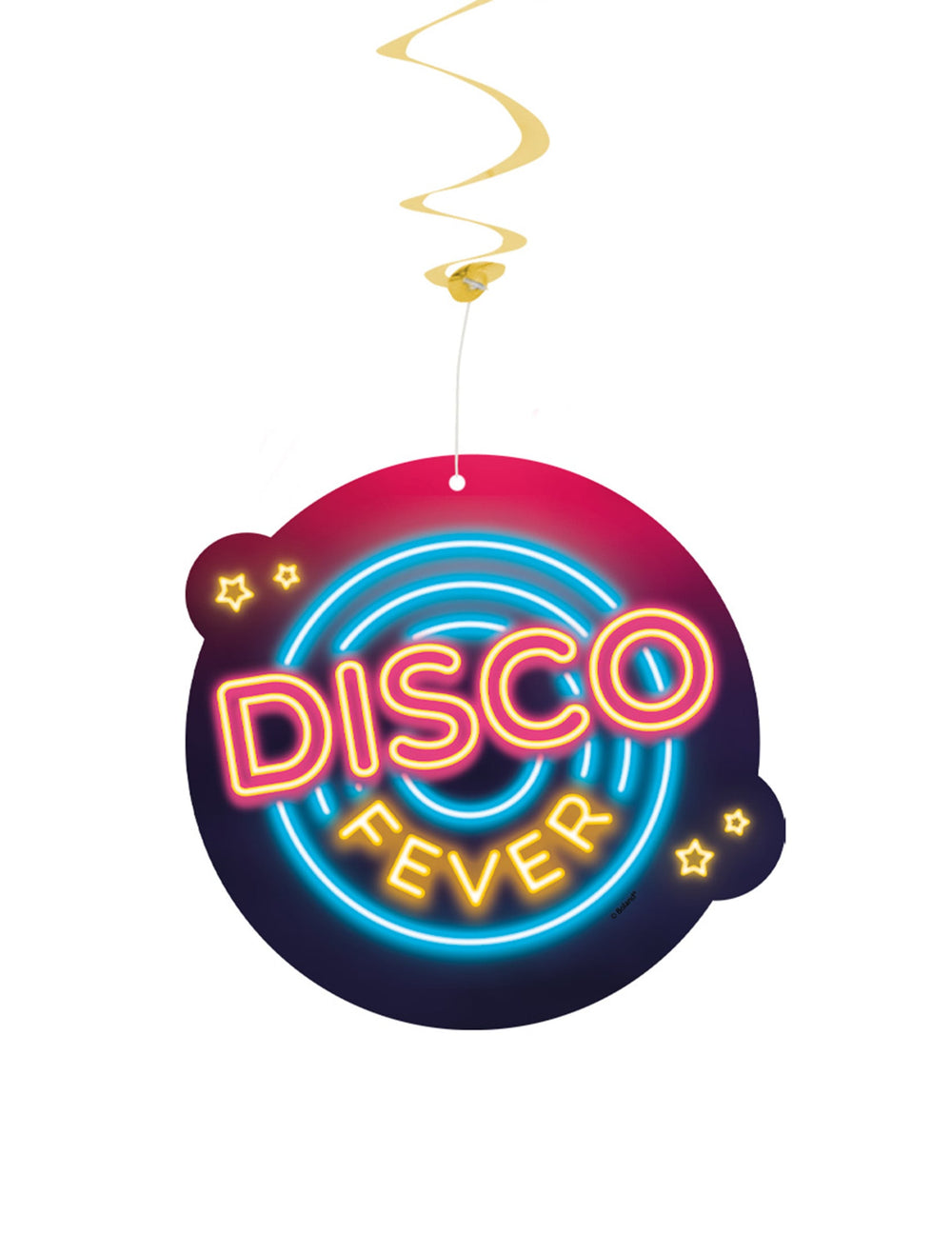 Détail du médaillon néon des suspensions spirales disco fever