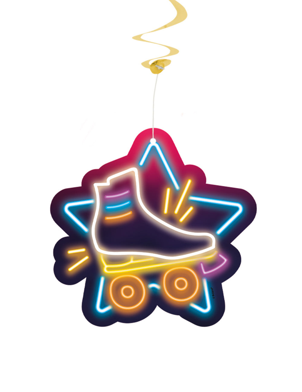 Médaillon illustré d'un patin à roulettes néon des suspensions spirales disco fever