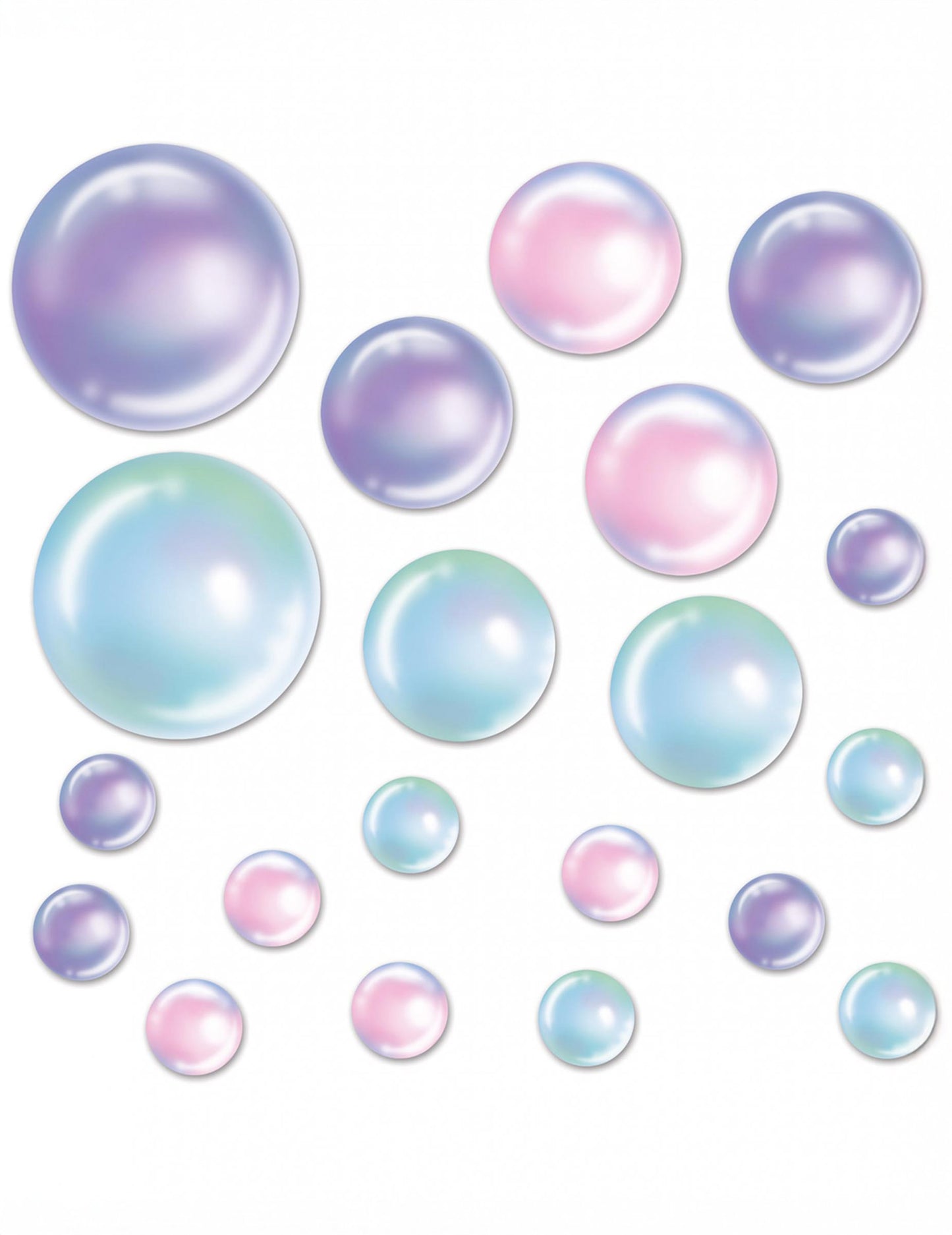 Décorations bulles irisées pour fête en carton multicolores