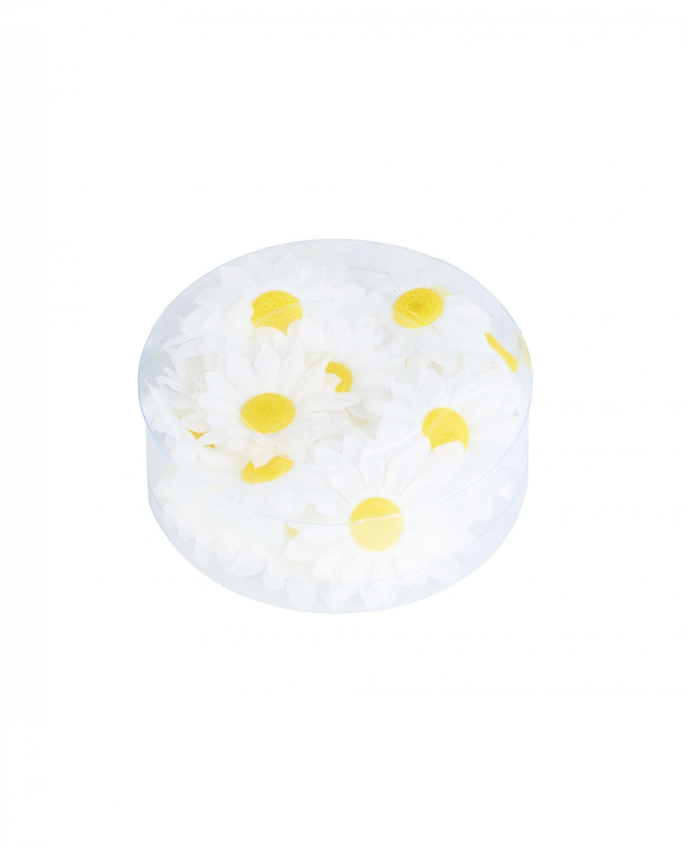 20 fleurs pâquerettes synthétiques pour décoration blanc et jaune