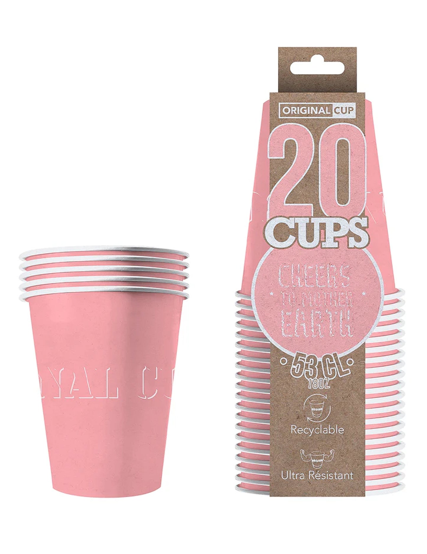 20 ameriških skodelic, ki jih je mogoče reciklirati roza pastel 53 cl