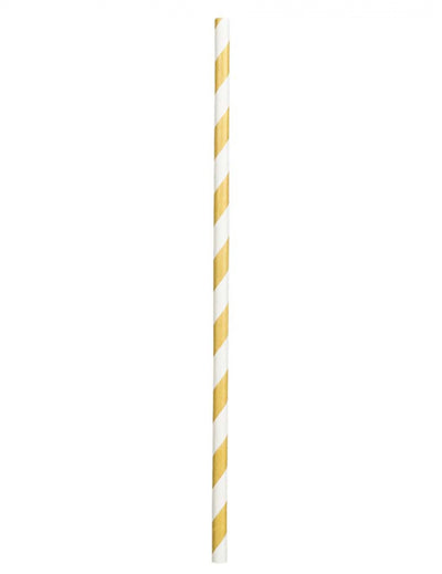 Pailles en carton rayées pour fête dorées