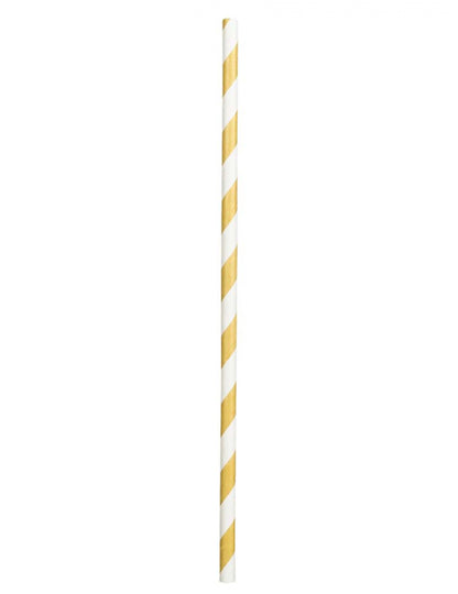 20 pozlačenih črtastih kartonskih slamic 20 cm