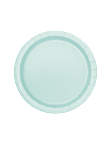 20 majhnih kartonastih krožnikov v mentol barvi 18 cm za sladico 