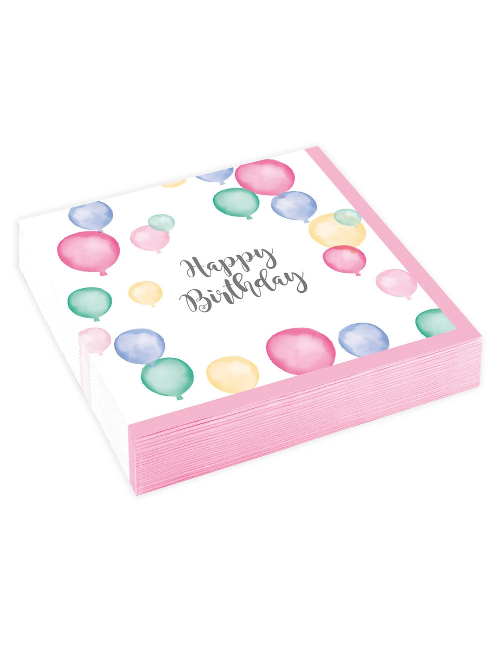 papirnati prtički Happy Birthday baloni pastel za zabavo beli in rožnati z akvarelnimi vzorci