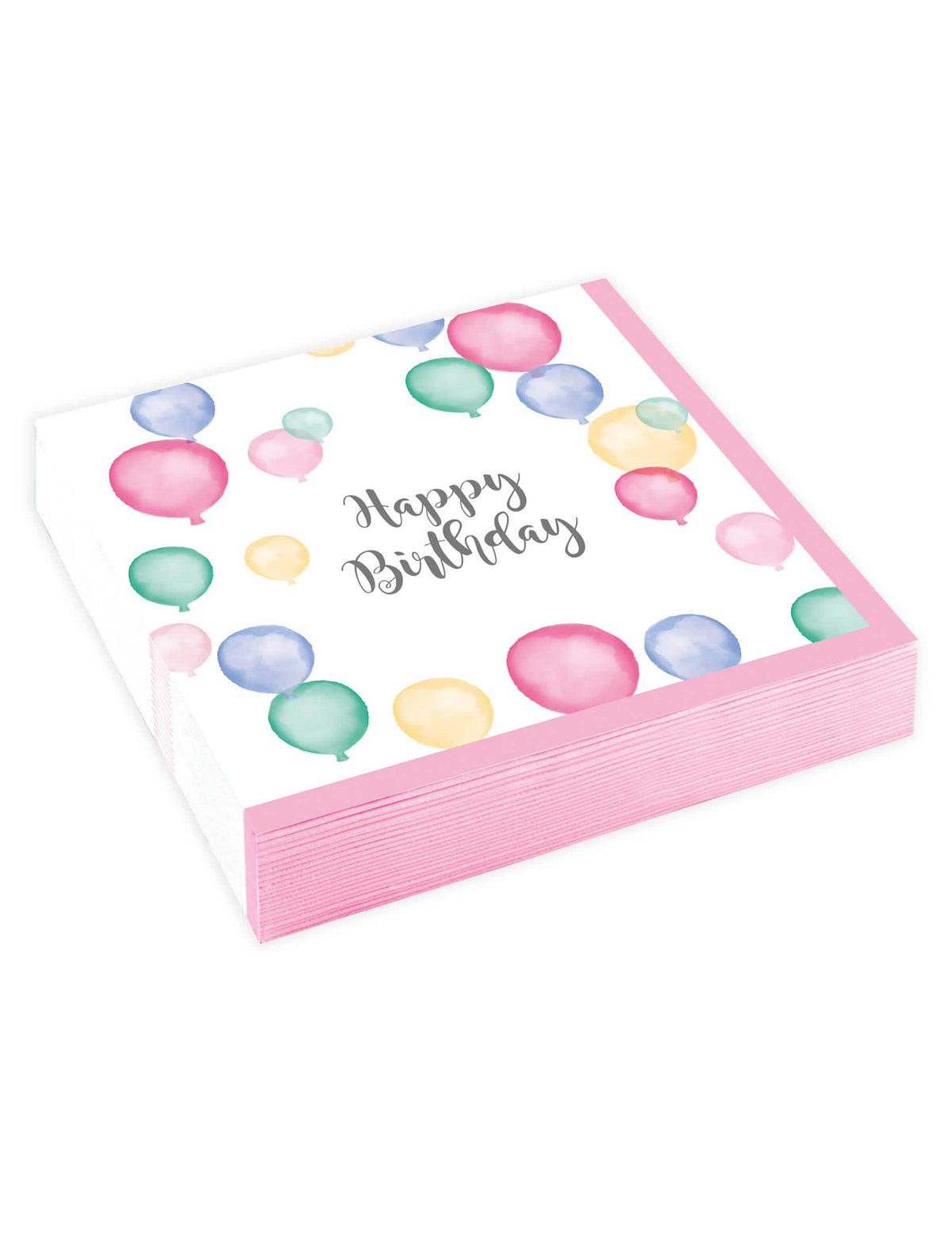 papirnati prtički Happy Birthday baloni pastel za zabavo beli in rožnati z akvarelnimi vzorci