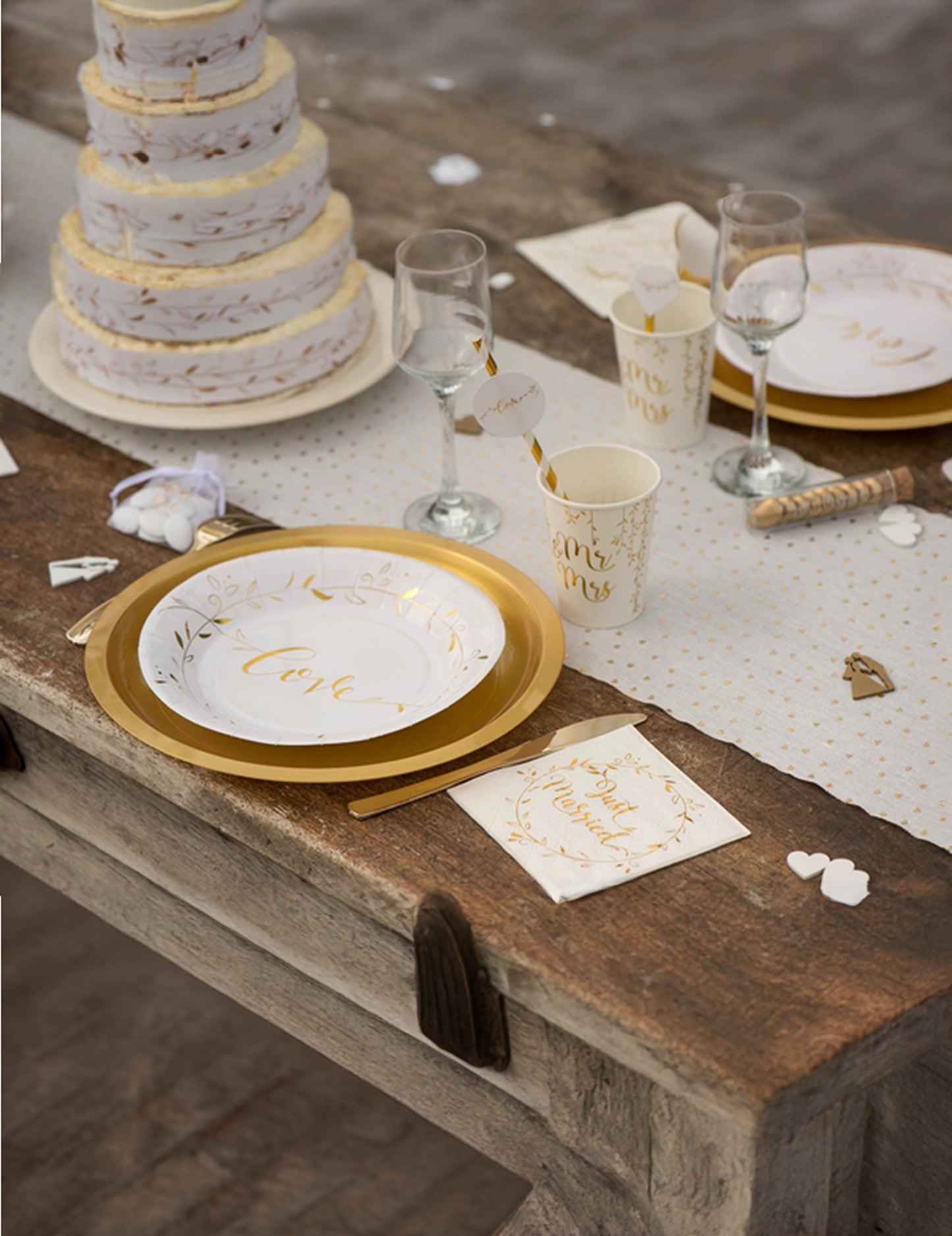 20 majhnih pravkar poročenih kovinskih papirnatih brisač 25 x 25 cm