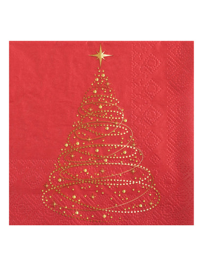 20 petites serviettes Noël Étincelant rouges 25 x 25 cm