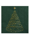 20 petites serviettes Noël Étincelant vert sapin 25 x 25 cm