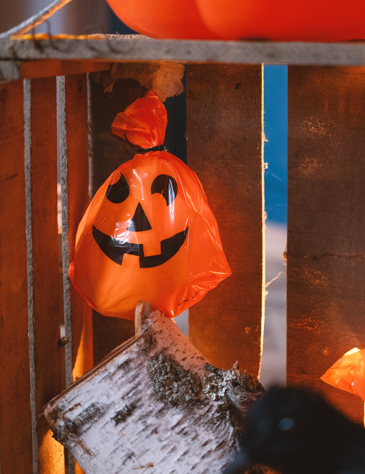 Gros plan sur un sac des sacs en plastique citrouilles pour Halloween