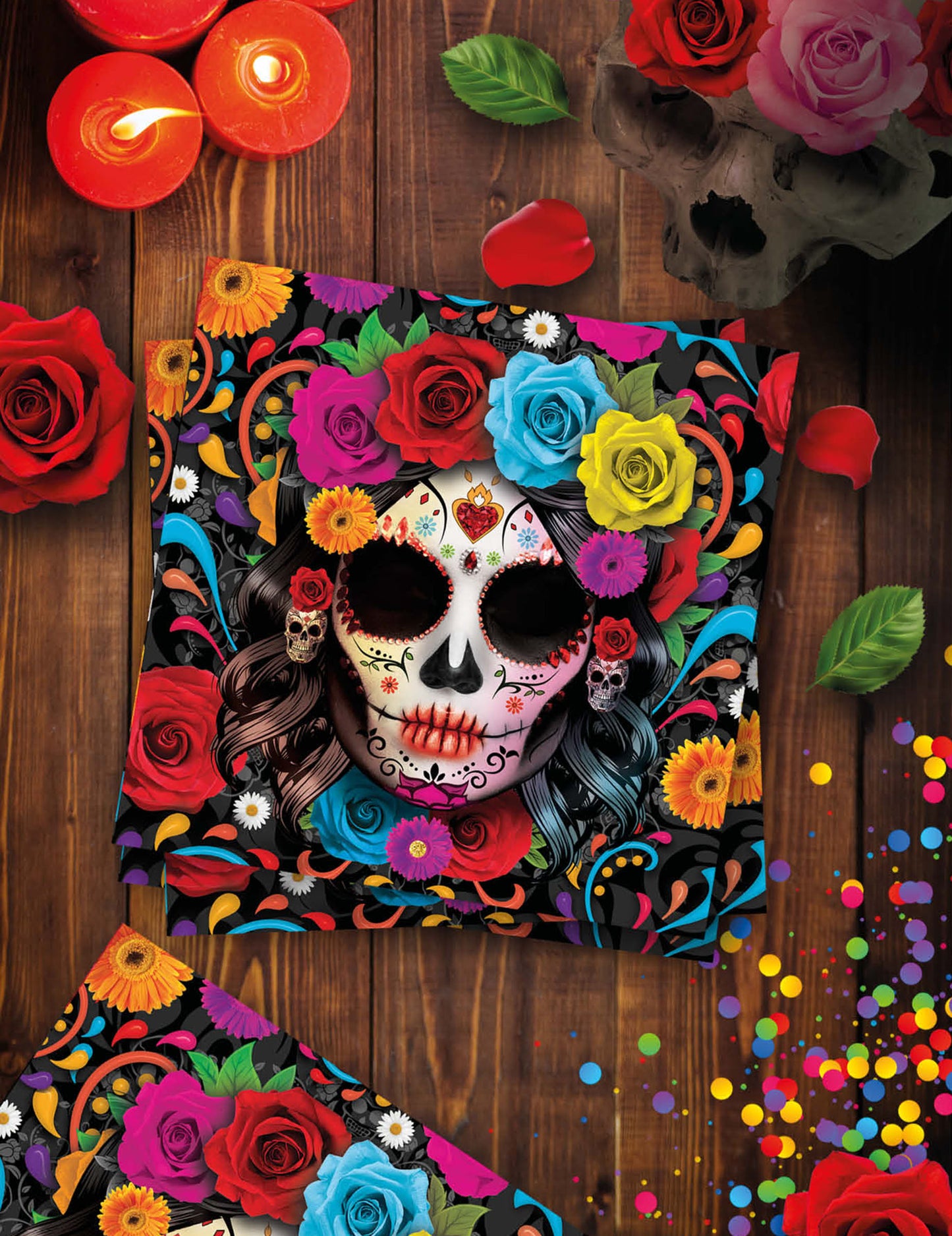 12 prtičkov Catrina Dia de los Muertos 16 x 16 cm