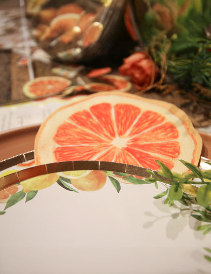 20 papirnatih koktajl prtičkov z motivom oranžnih citrusov, 24 x 24 cm, v obliki rezine