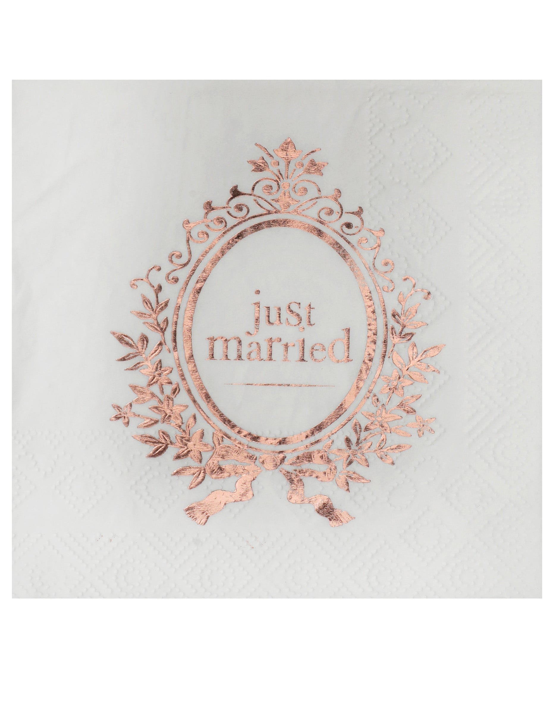 Mise en situation des petites serviettes Just Married pour mariage chic