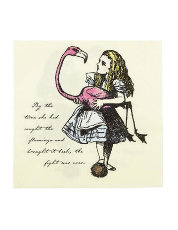 20 papirnatih prtičkov Alice v deželi Neverland, 33 x 33 cm roza flamingo