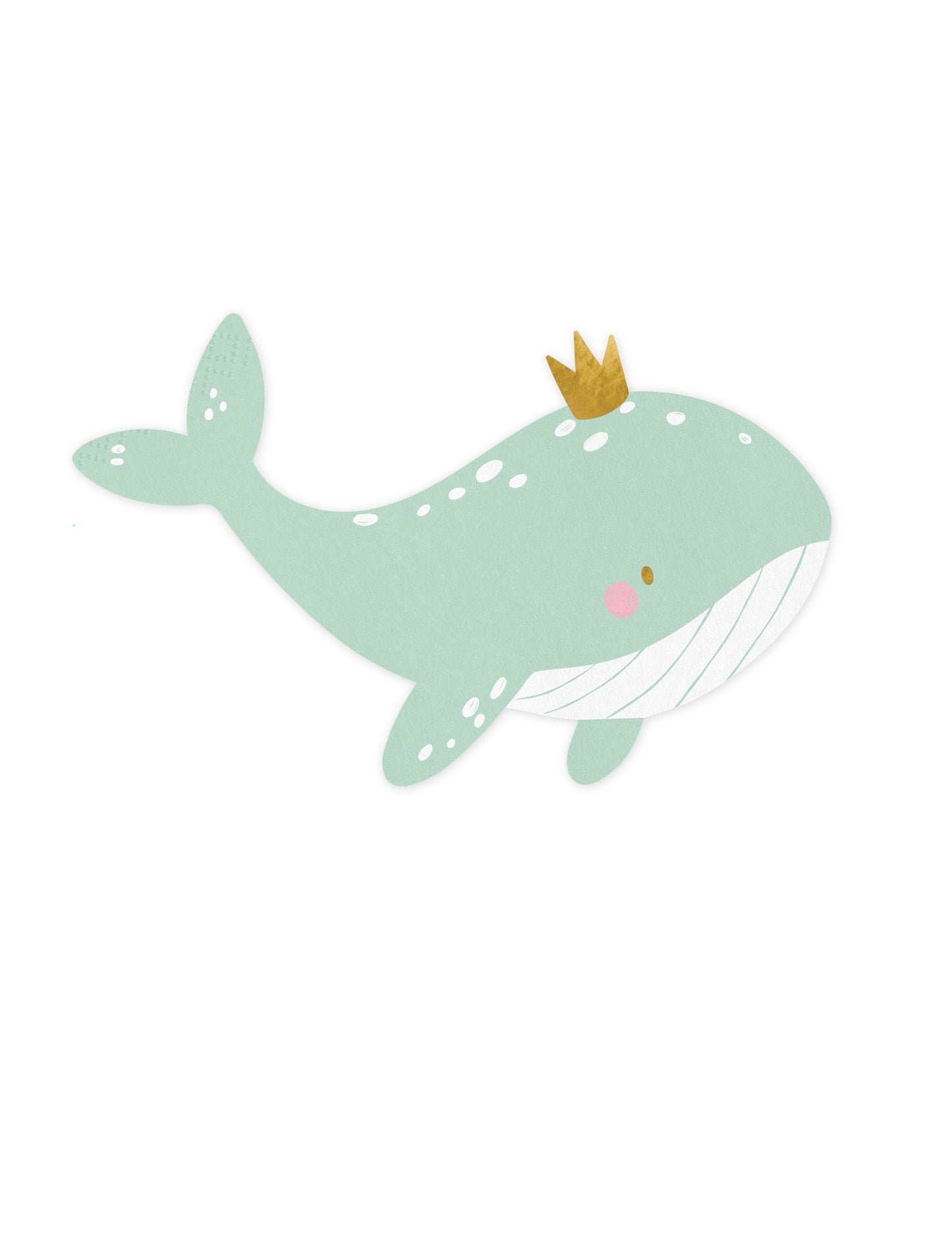 20 papirnatih prtičkov z motivom nebeško modrega kita in zlato krono