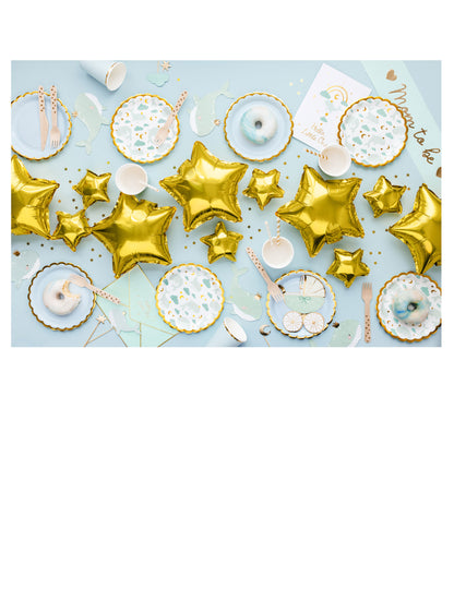 20 papirnatih prtičkov z motivom nebeško modrega kita in zlato krono