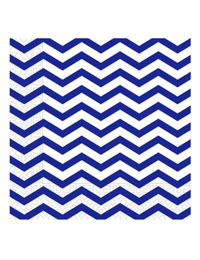 Serviettes en papier chevron pour anniversaire bleu roi