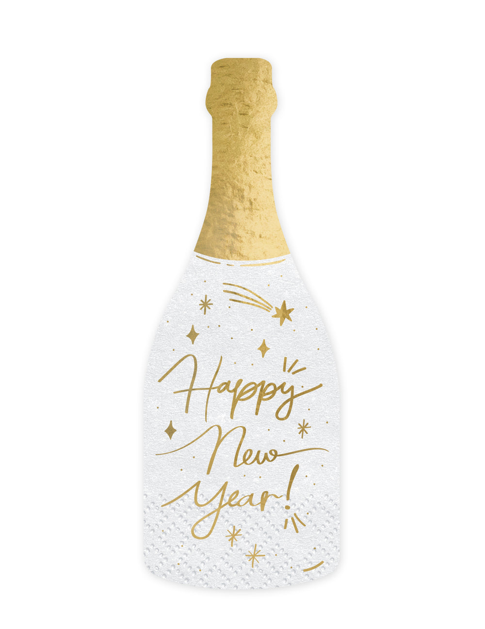 Serviettes en papier bouteille Happy New Year pour fête blanc et or