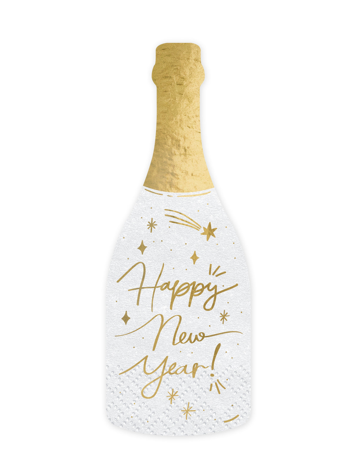 Serviettes en papier bouteille Happy New Year pour fête blanc et or