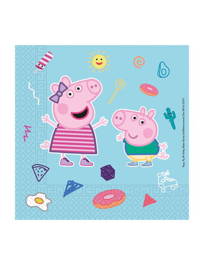 Kompostabilni papirnati servieti za otroke Peppa Pig, modri, s Peppo in Georgeom