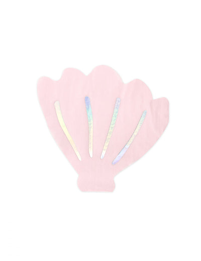Serviettes en papier forme coquillage rose iridescent