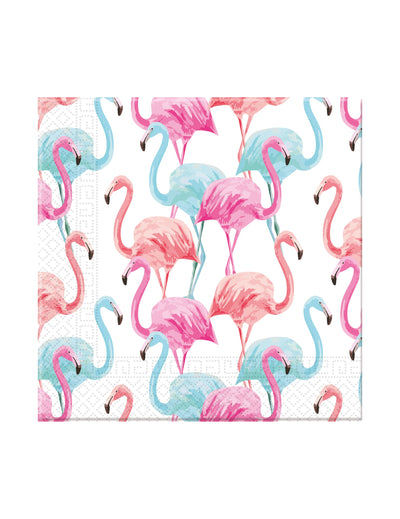 Serviettes en papier flamants colorés pour décor de fête roses et bleues home compostable