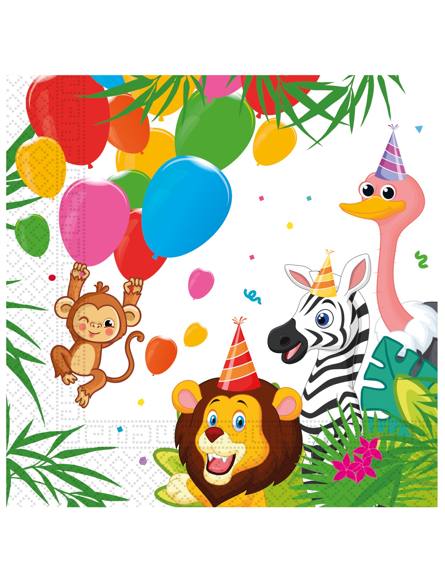 20 serviettes en papier jungle balloons 33 x 33 cm animaux
