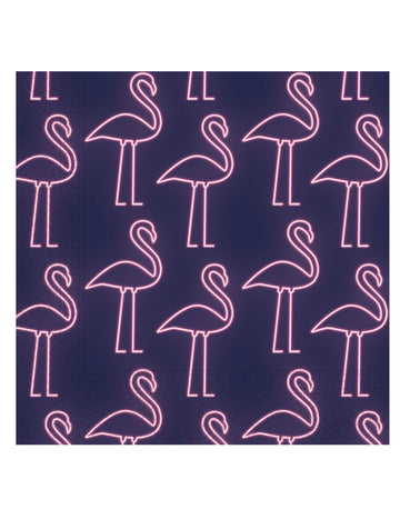 20 neonskih papirnatih prtičkov 33 x 33 cm rožnati flamingi