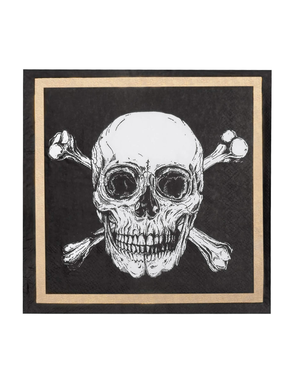 Detajl motiva lobanje na papirnatih prtičkih Pirate Jolly Roger