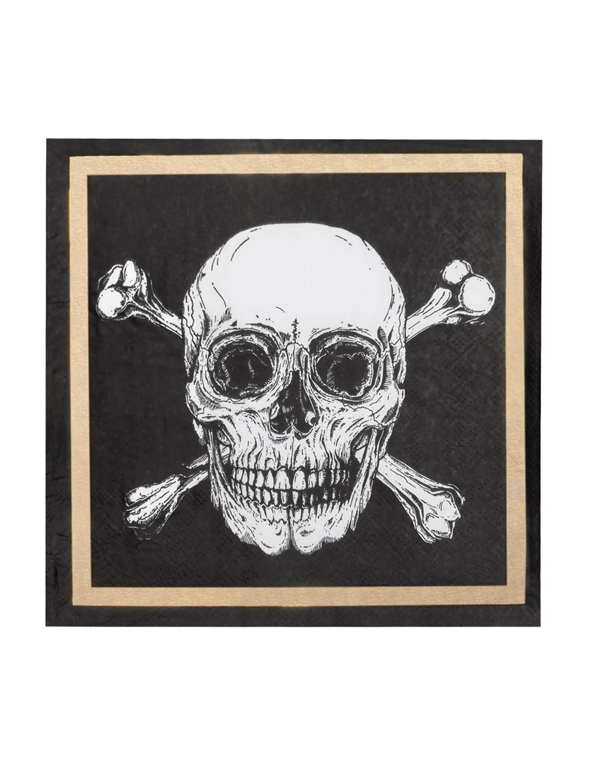 Detajl motiva lobanje na papirnatih prtičkih Pirate Jolly Roger