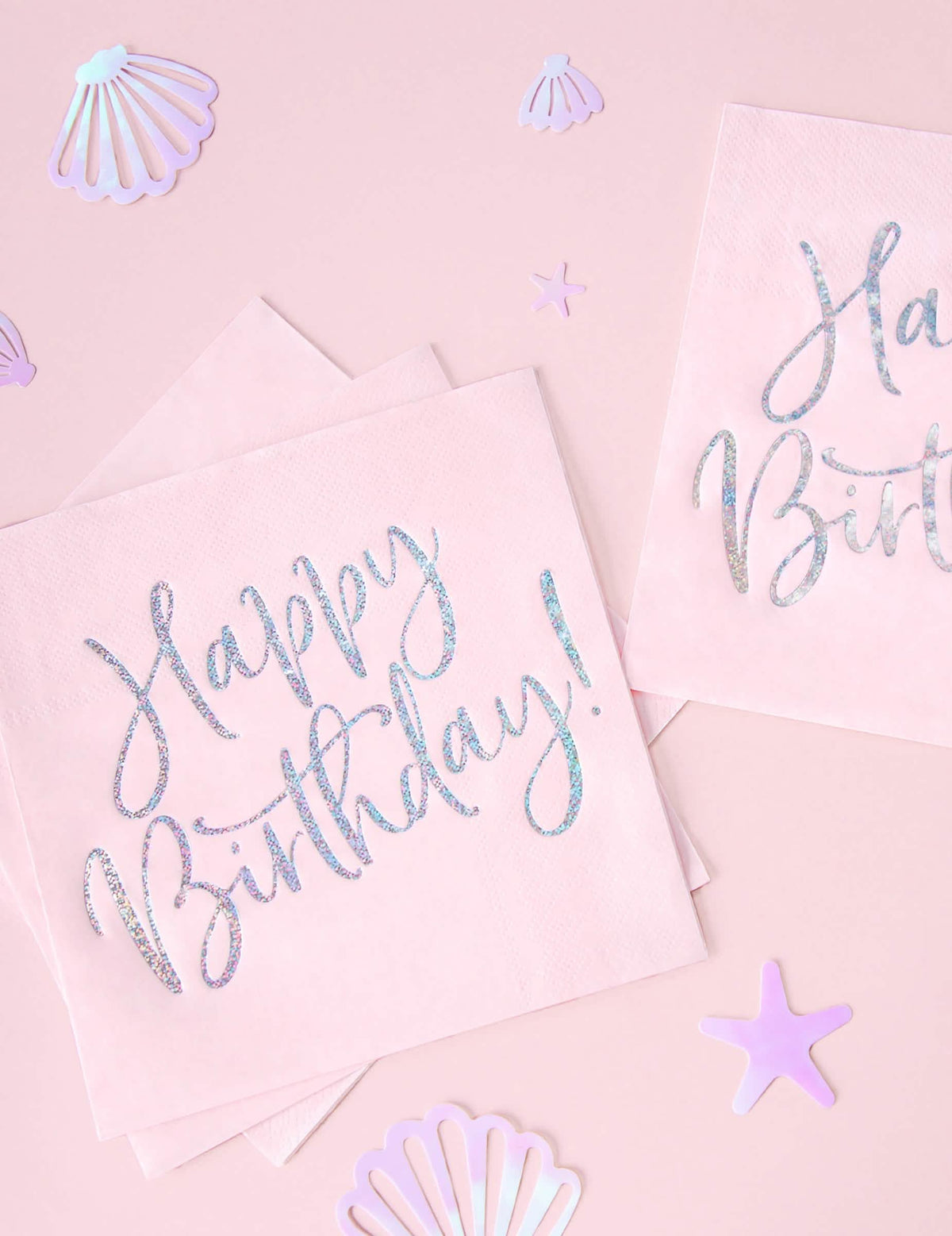papirnati prtički Happy Birthday za zabavo roza in iridescentni