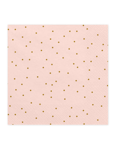 Serviettes en papier à pois dorés roses pâles