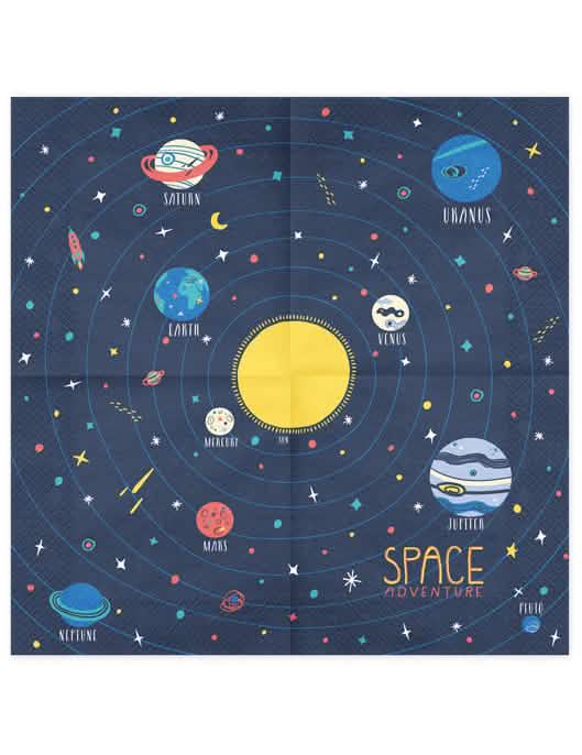 Podrobnost vzorca sončni sistem papirnatih prtičkov Space Adventure