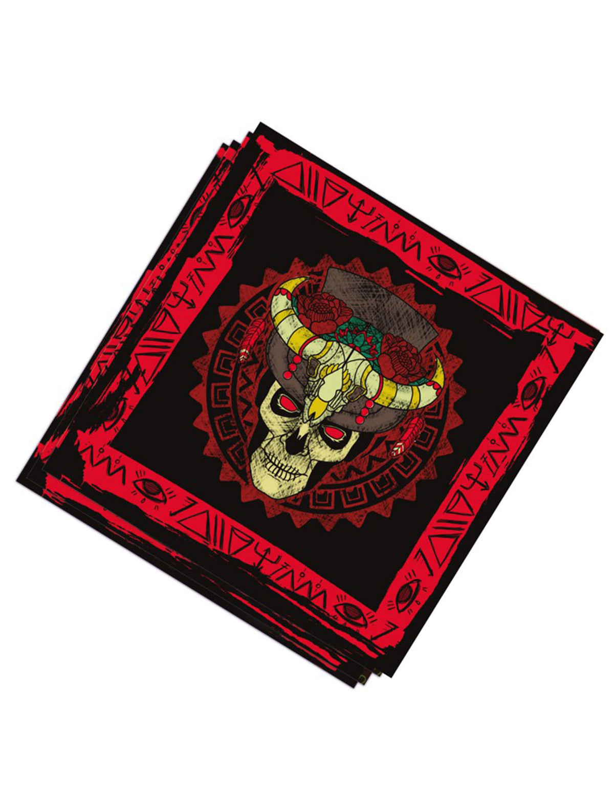 Serviettes en papier Vaudou pour fête noir et rouge avec motif crâne