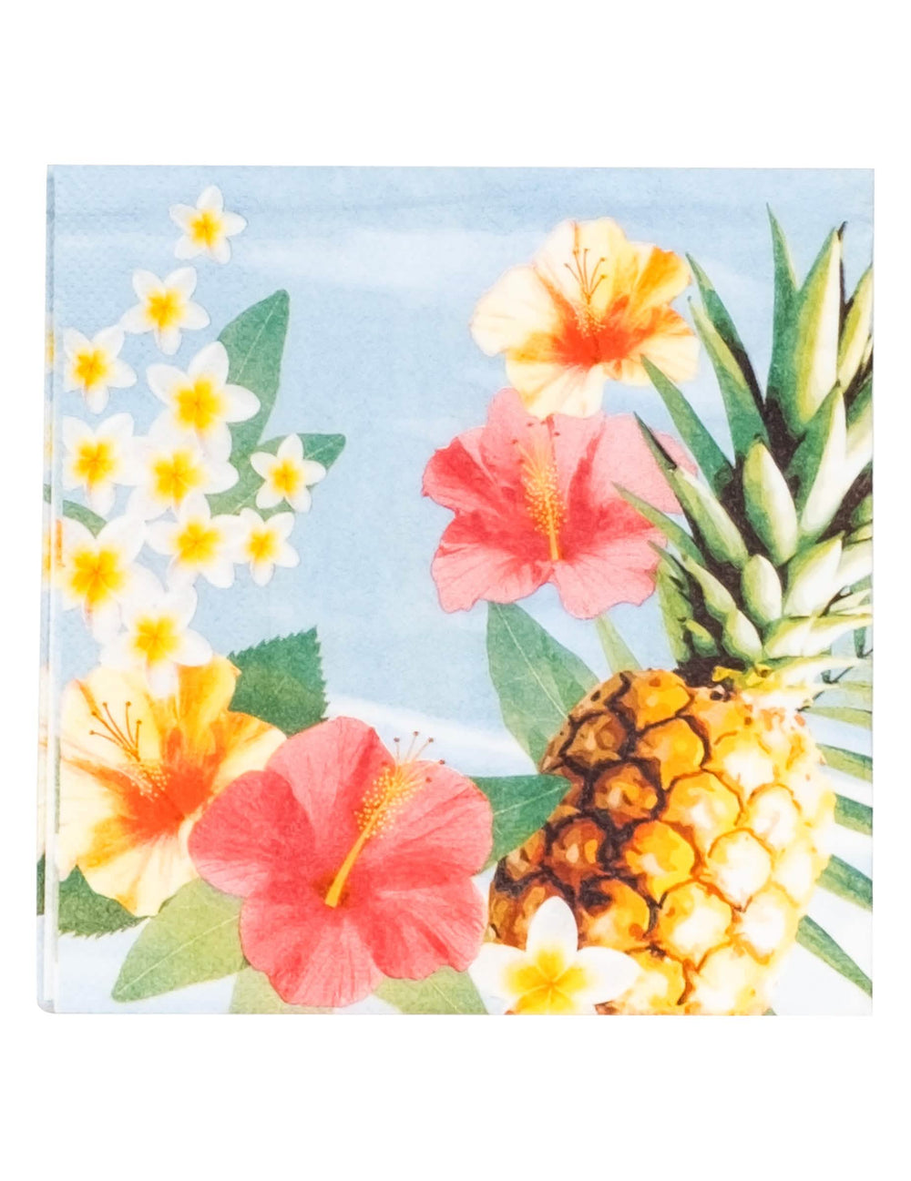 Serviete Hawaii party za zabavo, modra, z vzorci ananasa in cvetov hibiskusa