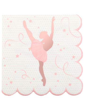 20 papirnatih prtičkov z motivom balerine, 25 x 25 cm cm rožnato zlato nazobčano