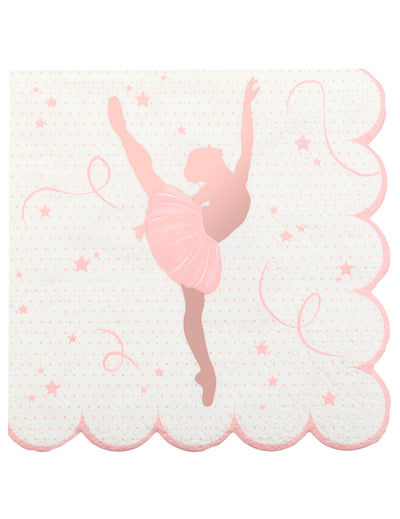 Serviettes en papier ballerine rose gold festonnées